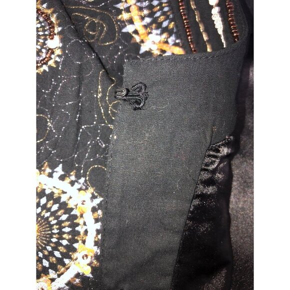 Chicos Embroidered Jacket Size 2 US L 12 Black Embroidered Metallic Sequin Beads - Picture 7 of 11
